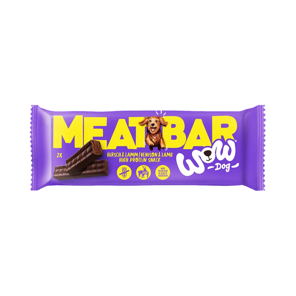 Barre Meat Bar emballage violet et jaune