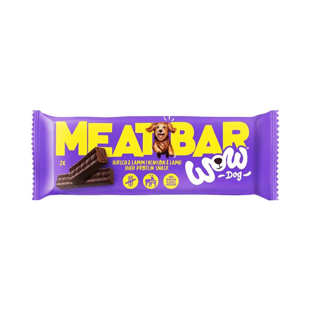 Barre Meat Bar emballage violet et jaune