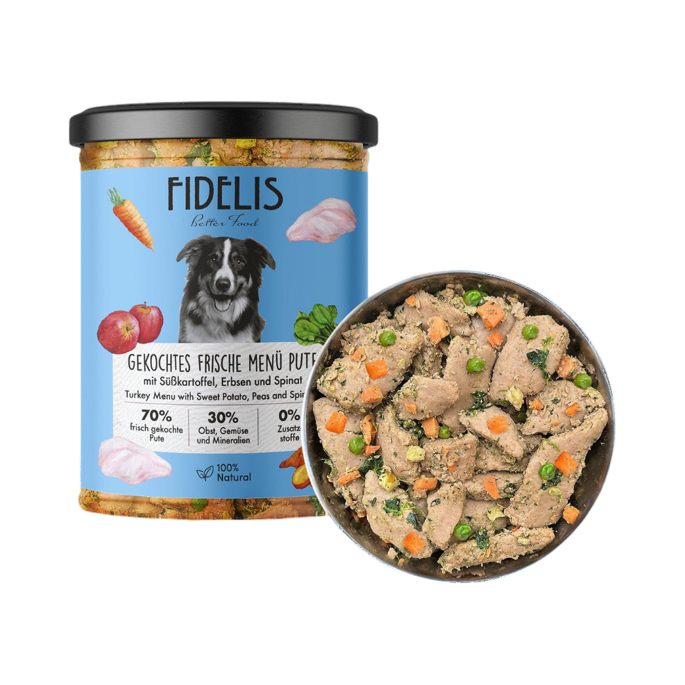 Bocal Fidelis étiquette bleue et gamelle de menu frais