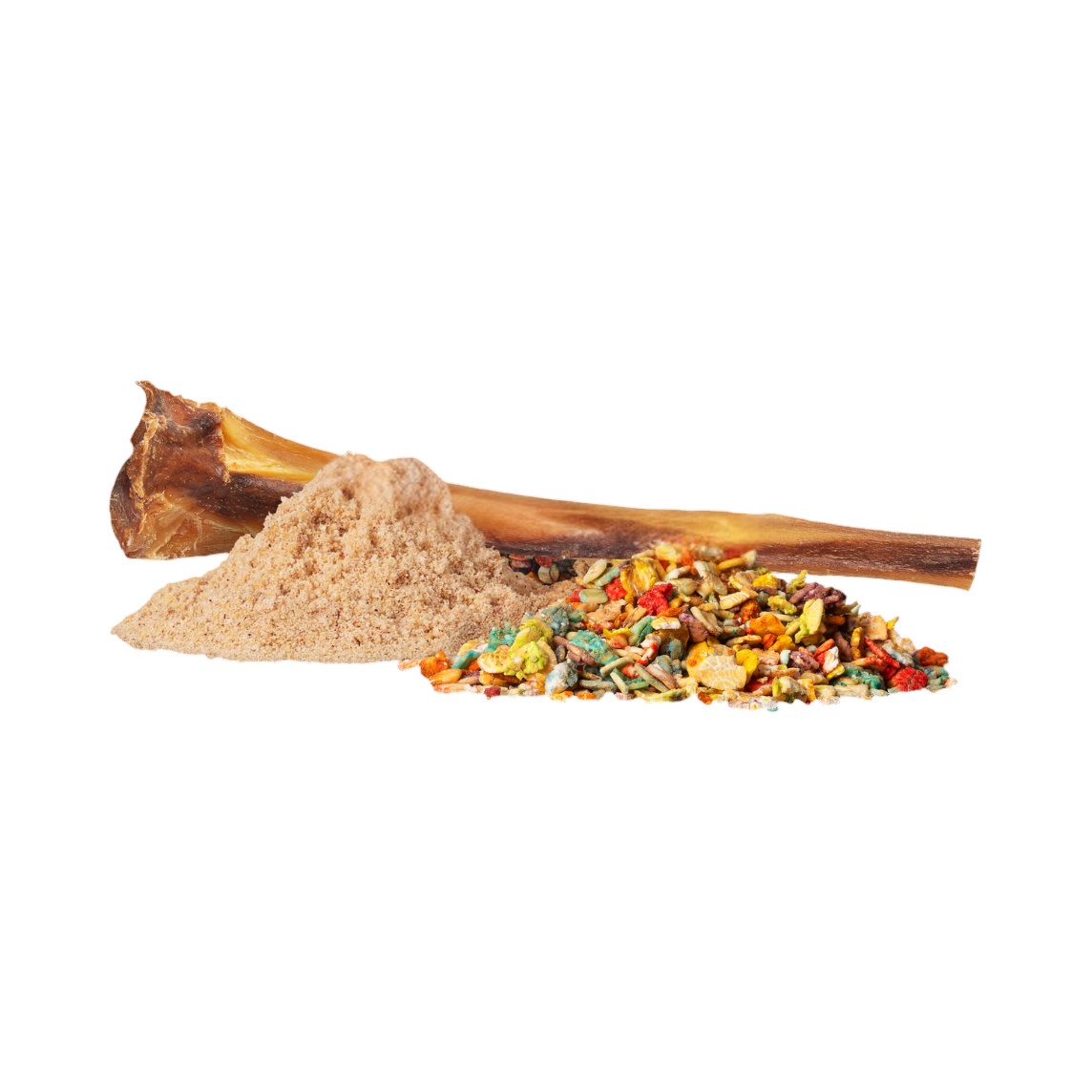 Boîte Ice Cream à côté de la poudre et des morceaux séchés
