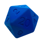 Dé bleu montrant la face numéro 20