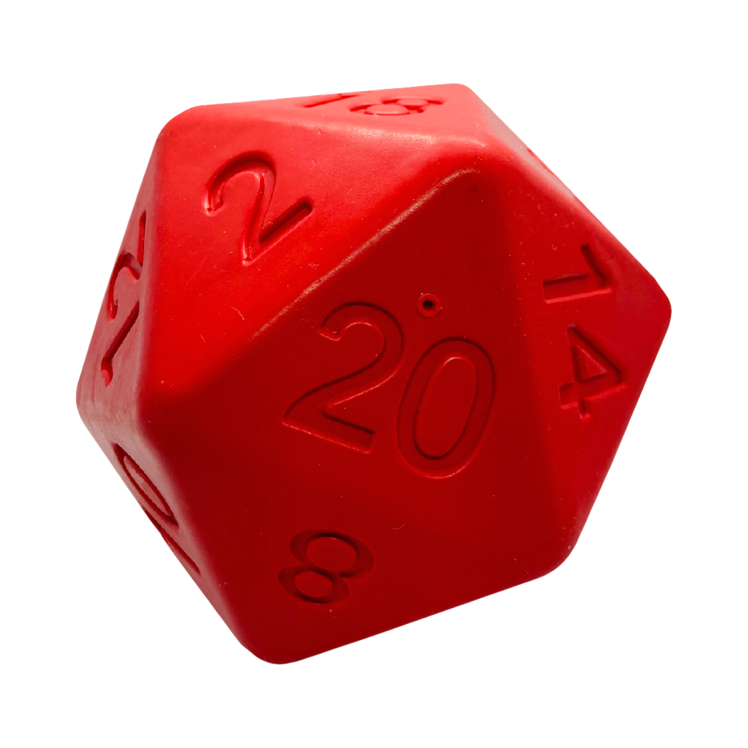 Dé rouge montrant la face numéro 20