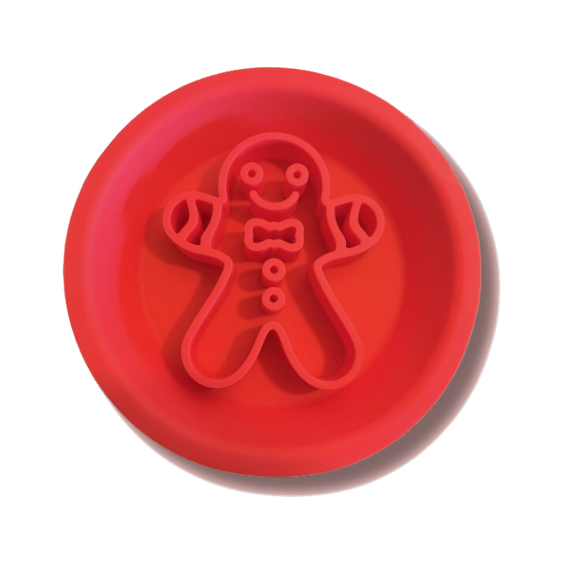 Gamelle rouge en silicone avec bonhomme en relief