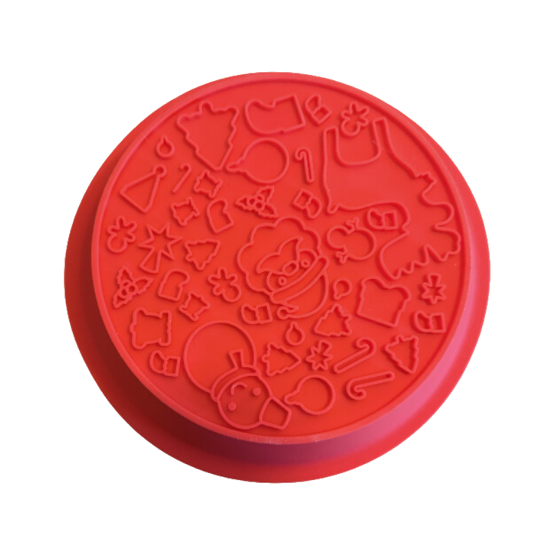 Face tapis de léchage rouge à motifs de Noël en relief