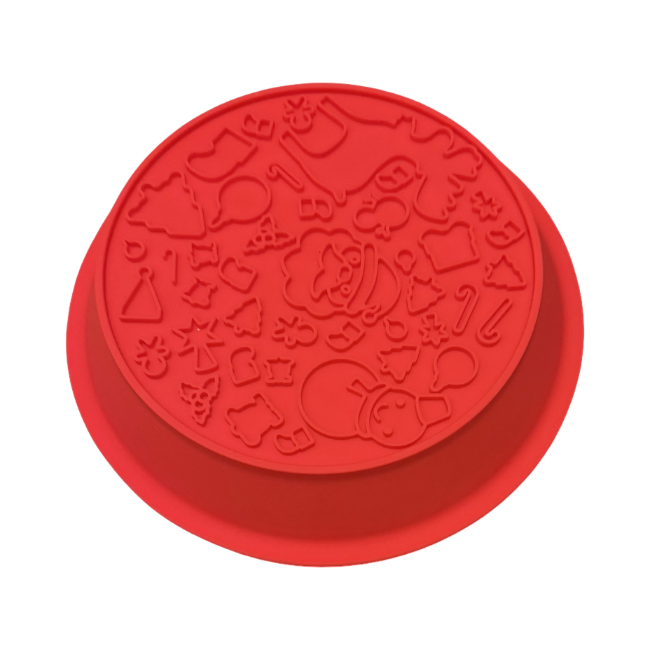 Face rouge décorée de motifs de Noël variés