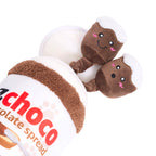 Gros plan des deux Miniz de la peluche ZippyPaws pot de pâte à tartiner