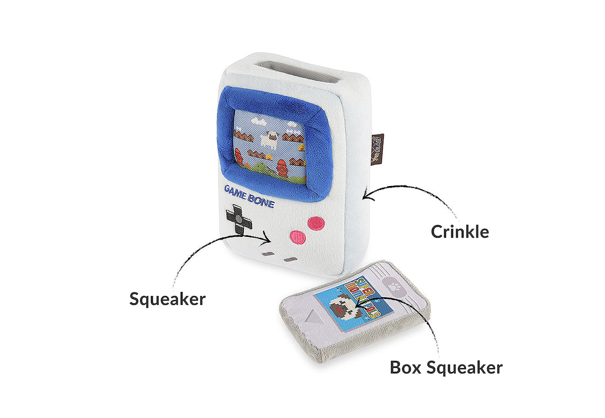 Peluche Game Bone Pet Play avec couineur, papier froissé et cartouche amovible