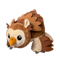 Créature brune à bec orange et ailes en plumes, allongée