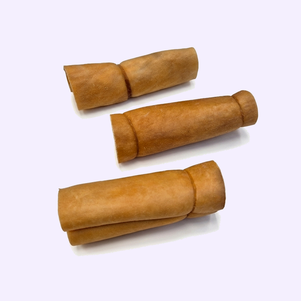 Peau de bœuf roulée pour chien – mastication naturelle – 15 cm – 250 g