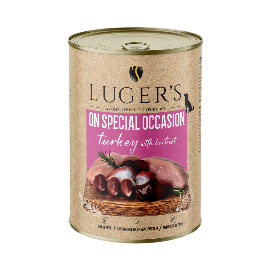 Pâtée monoprotéine Luger's On Special Occasion dinde et betterave – boîte 400 g