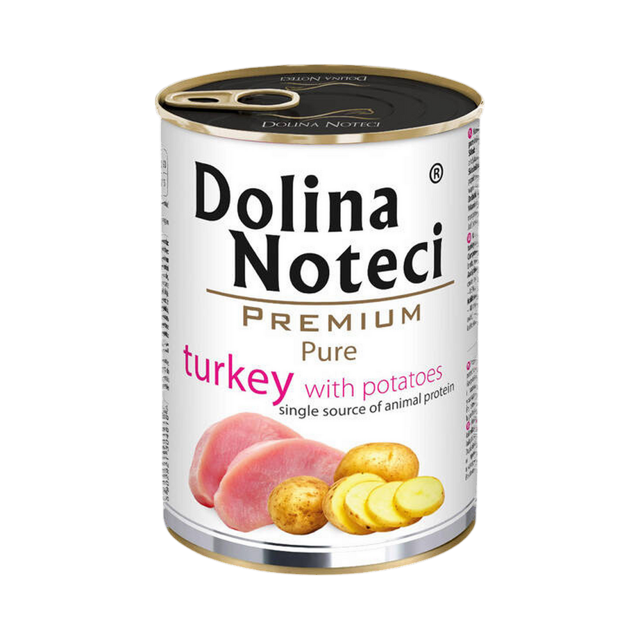 Pâtée monoprotéine Dolina Noteci Premium Pure dinde et pommes de terre – boîte 400 g