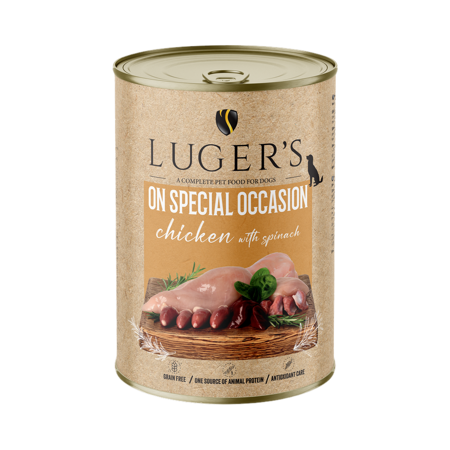 Pâtée monoprotéine Luger's On Special Occasion poulet et épinards – boîte 400 g