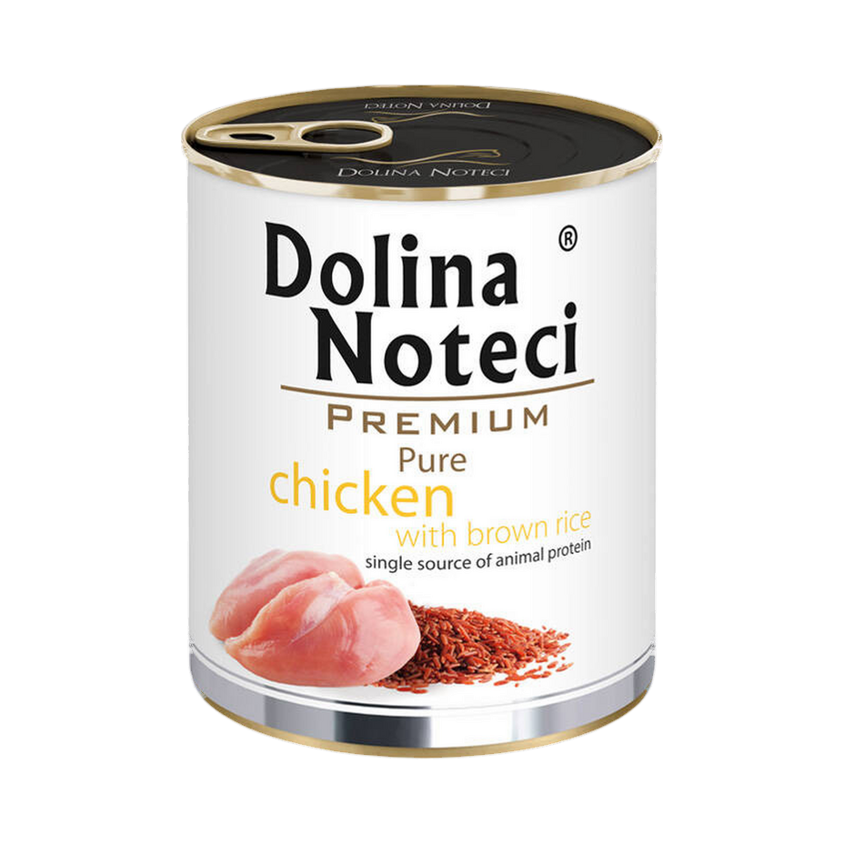 Pâtée monoprotéine Dolina Noteci Premium Pure poulet et riz brun – boîte 800 g