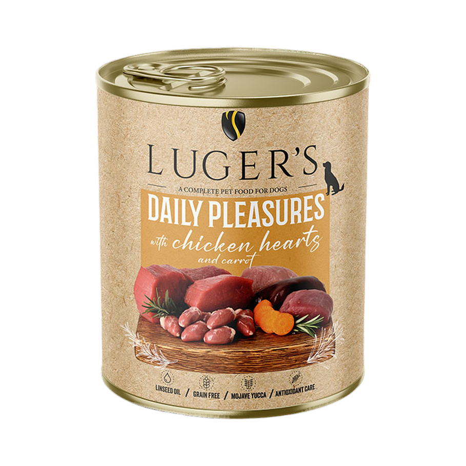 Pâtée Luger's Daily Pleasures cœurs de poulet et carotte – boîte 800 g