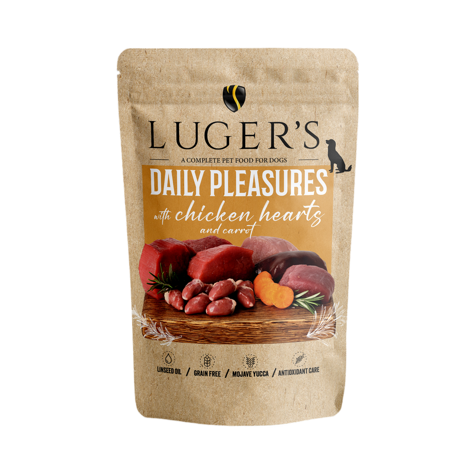 Pâtée Luger's Daily Pleasures cœurs de poulet et carotte – sachet 500 g