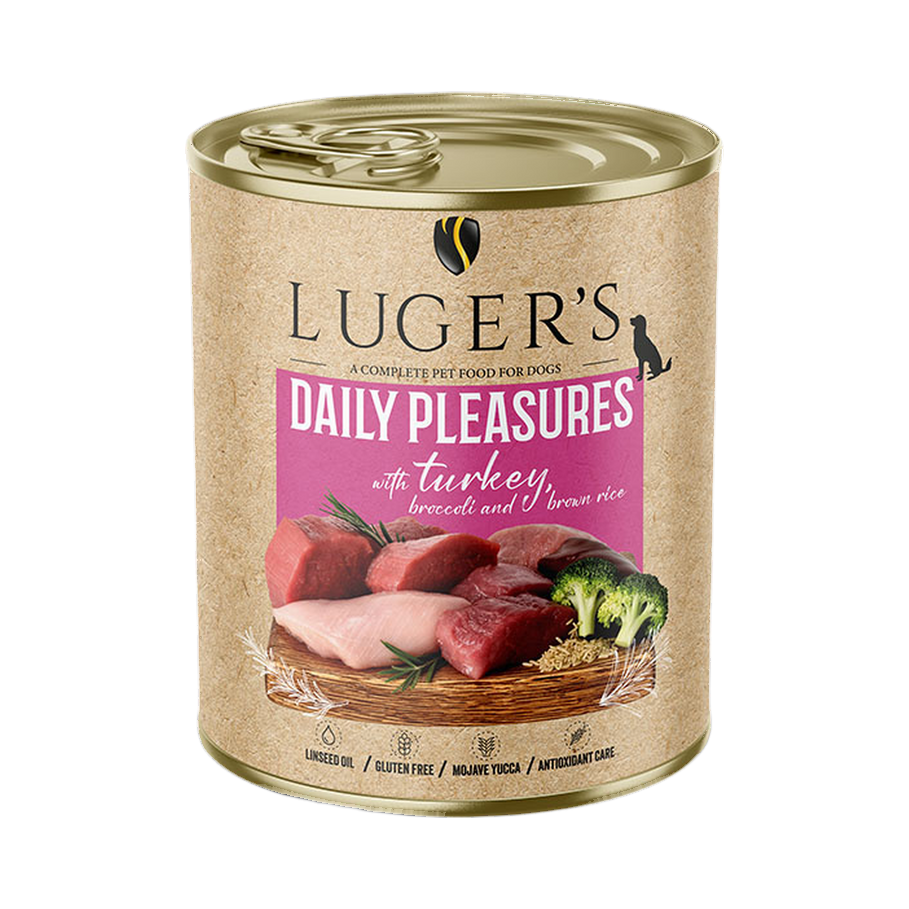 Pâtée Luger's Daily Pleasures dinde, brocoli et riz brun – boîte 800 g