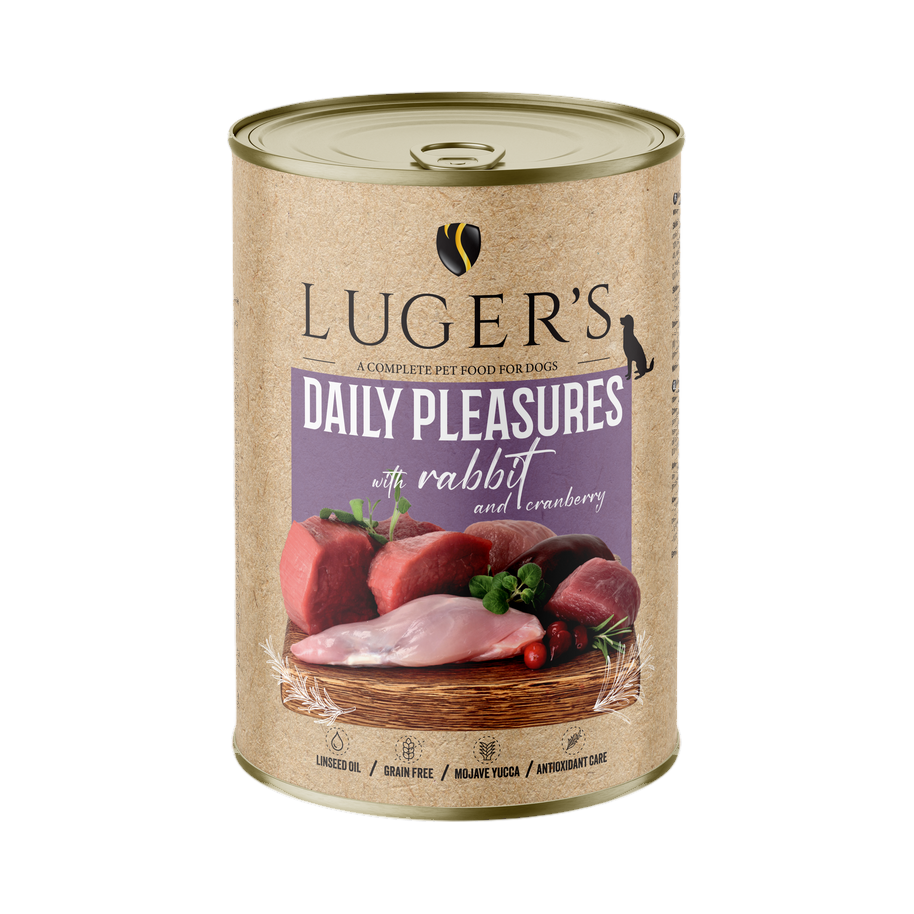 Pâtée Luger's Daily Pleasures lapin et canneberges – boîte 400 g