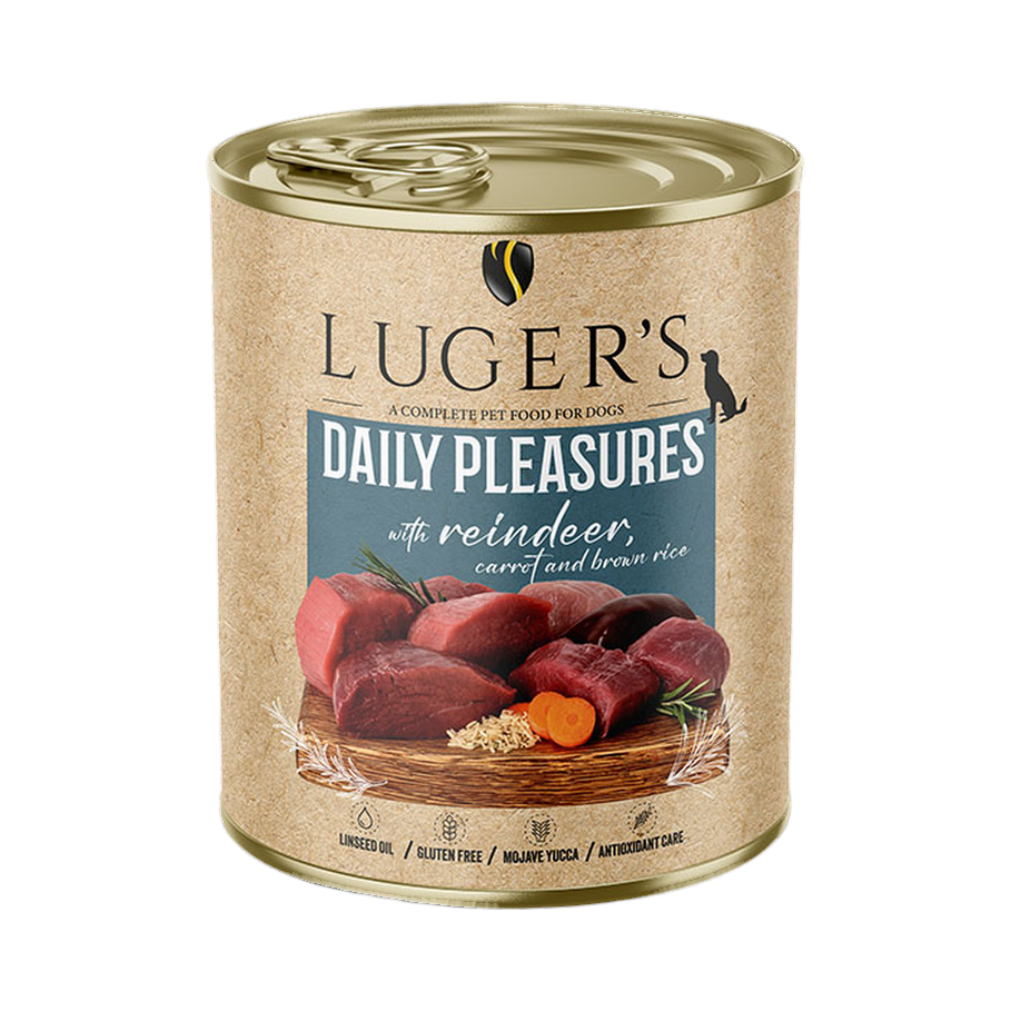 Pâtée Luger's Daily Pleasures renne, carotte et riz brun – boîte 800 g