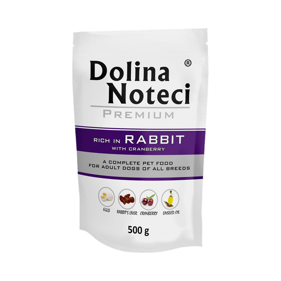 Pâtée Dolina Noteci Premium riche en lapin et canneberges – sachet 500 g