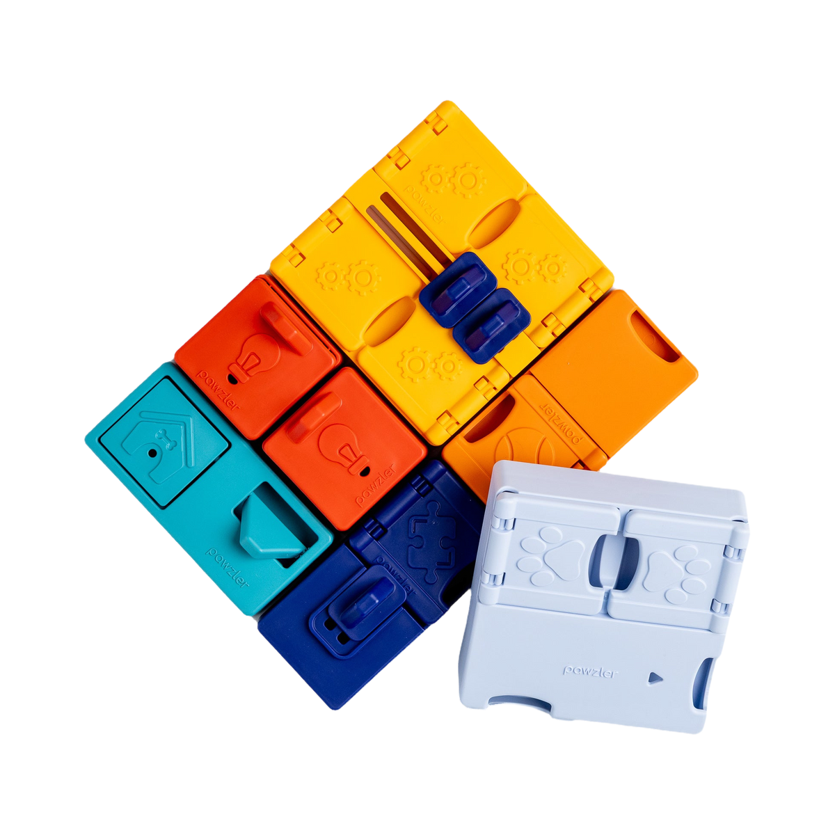 Modules multicolores emboîtés vus en perspective