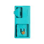 Module turquoise avec clapet pivotant et friandise visible