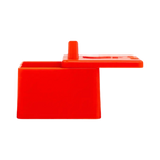 Vue de profil du bloc rouge et de son couvercle