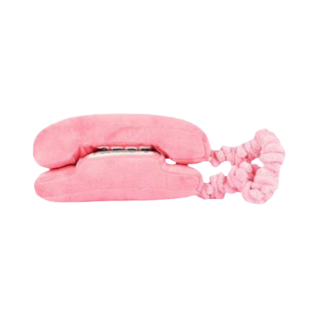 Combiné rose vu de dos avec son cordon en spirale