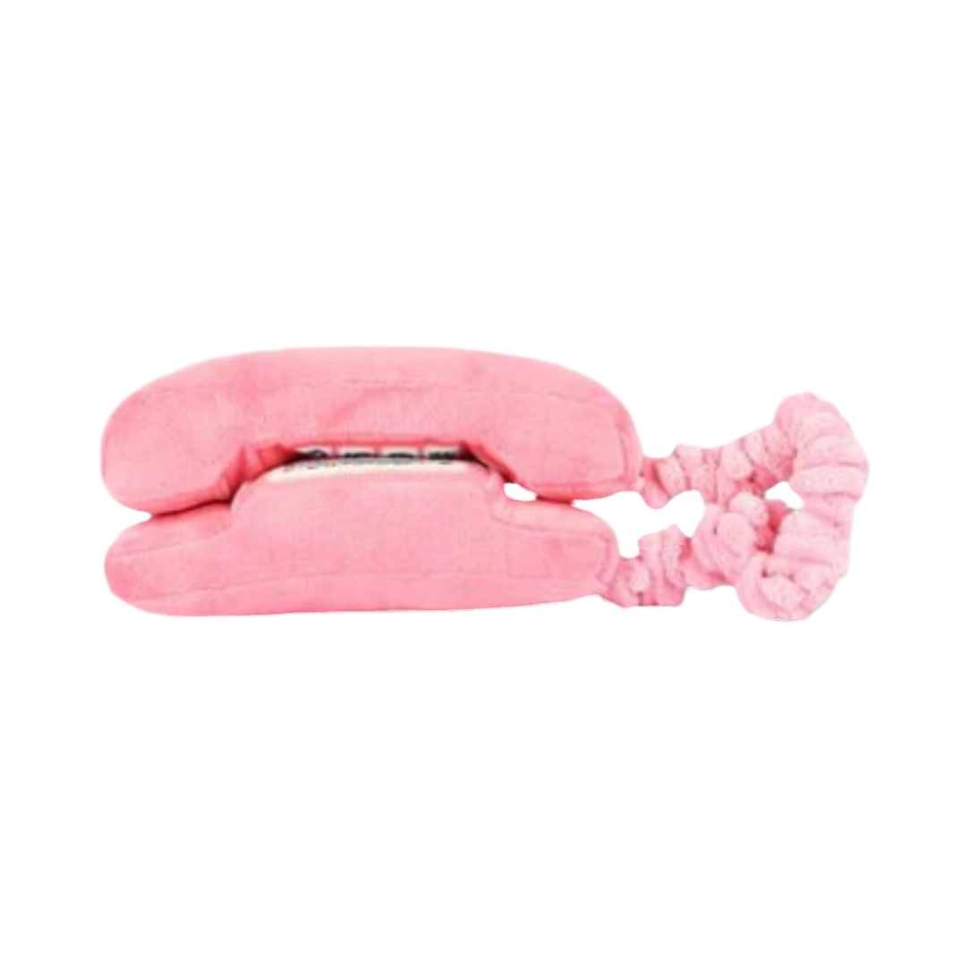 Combiné rose vu de dos avec son cordon en spirale