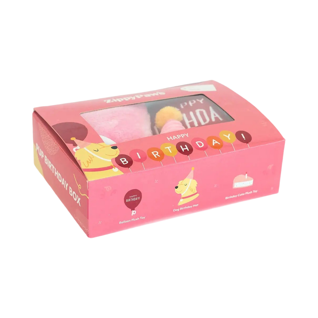 Boîte rose du kit vue en biais
