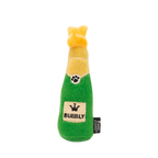 Bouteille verte étiquette Bubbly et bouchon jaune doré