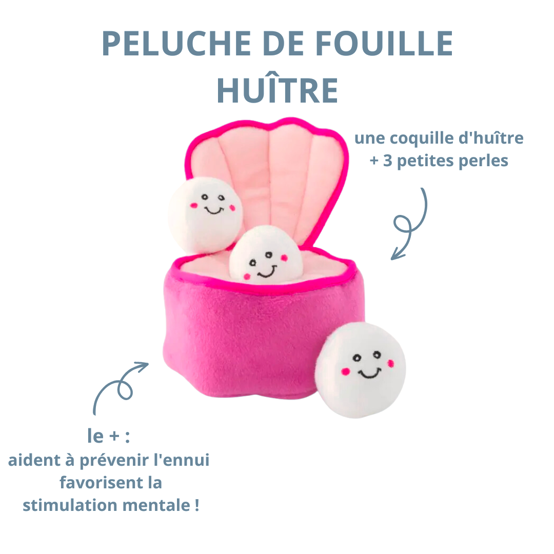 Coquille d'huître et trois petites perles à cacher