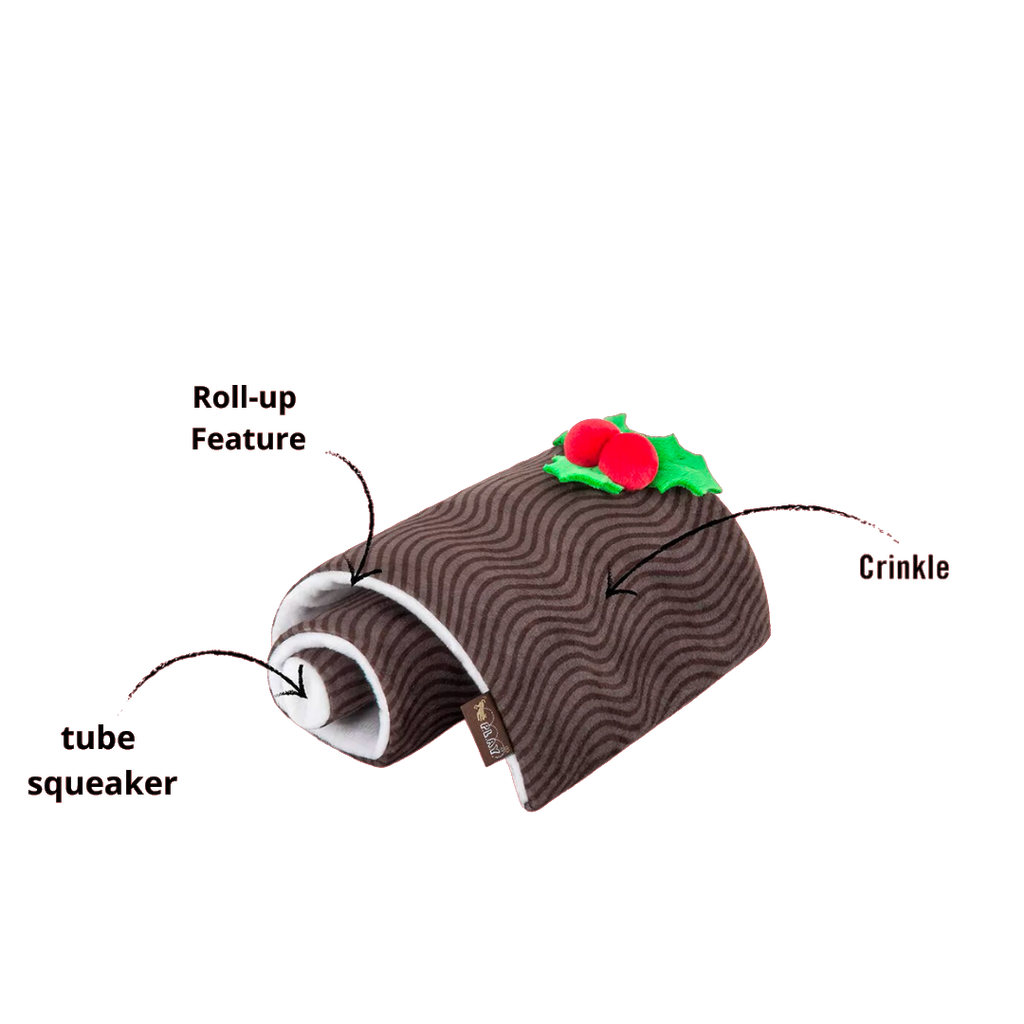 Bûche à dérouler avec couineur tube et papier crinkle