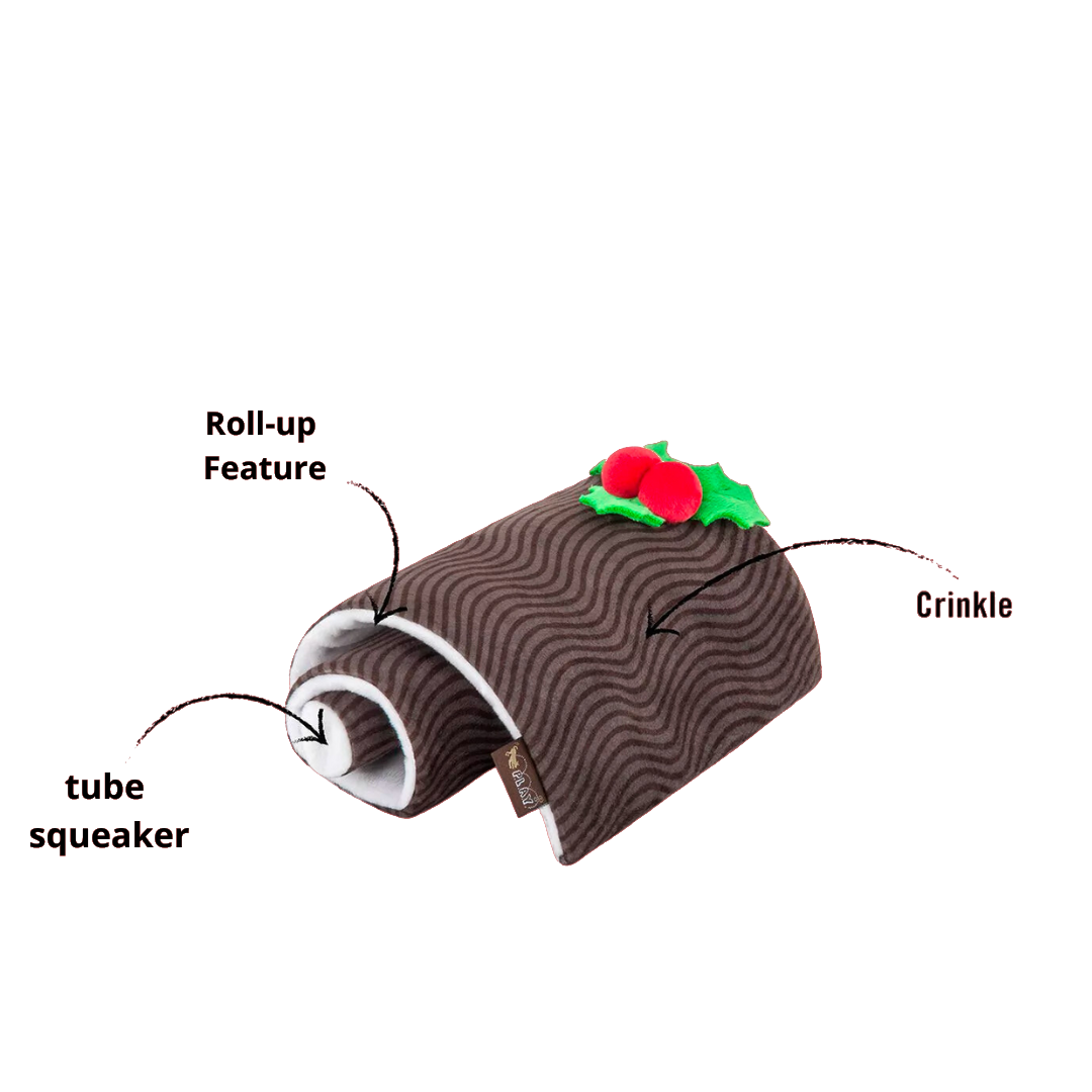 Bûche à dérouler avec couineur tube et papier crinkle