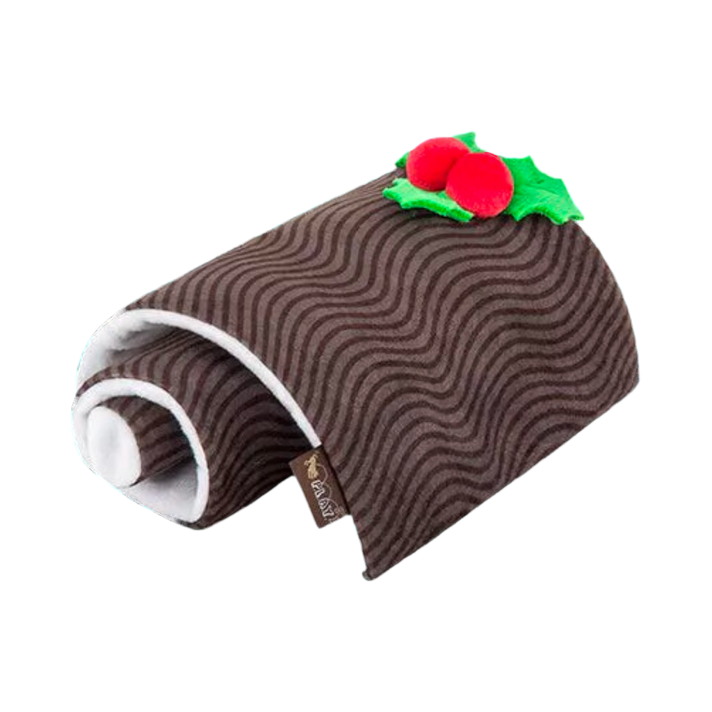 Bûche vue de face, spirale blanche enroulée