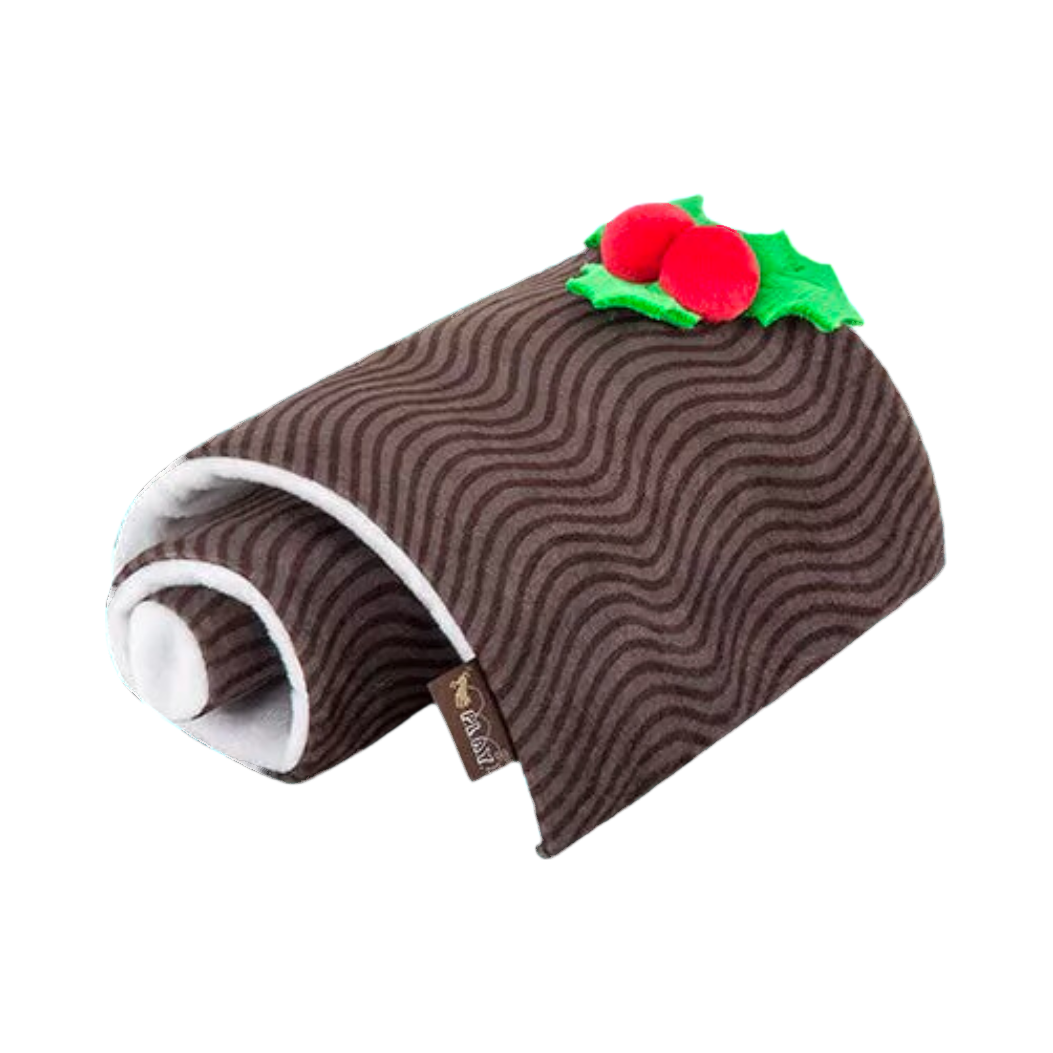 Bûche vue de face, spirale blanche enroulée