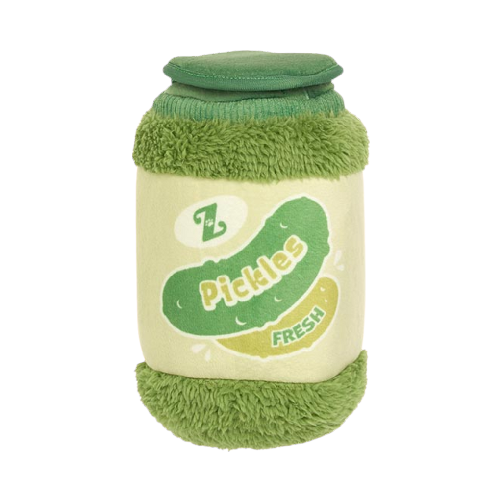 Bocal vert Pickles au couvercle en tissu bouclé