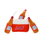 Glacière rouge Just Chill et trois bouteilles orange
