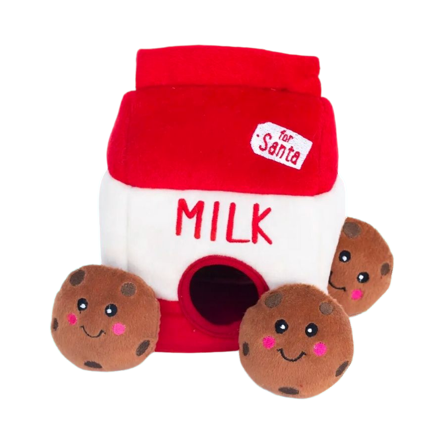 Brique de lait rouge et blanche et ses trois cookies