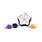 Étoile noire et blanche avec trois araignées colorées