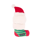 Dos du Père Noël au bonnet rouge et barbe blanche moelleuse