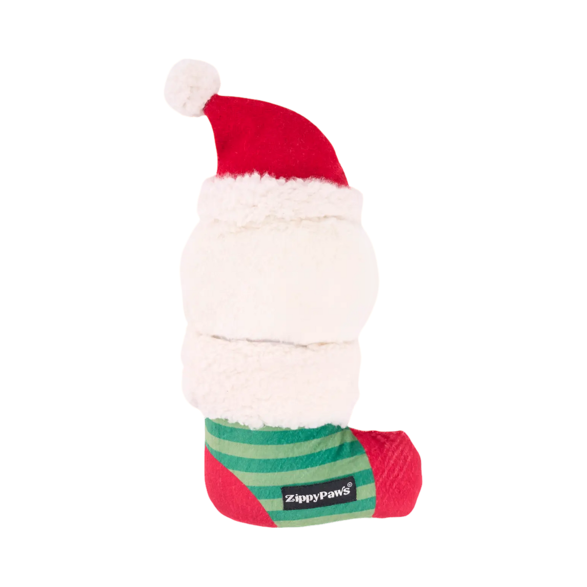 Dos du Père Noël au bonnet rouge et barbe blanche moelleuse