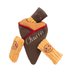 Cornet de churros vu de face, les bâtonnets sortis devant