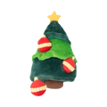 Arbre vert étoilé orné de boules rouges et dorées en peluche