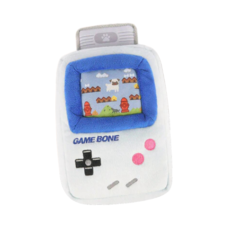 Console portable blanche et bleue façon rétro avec croix directionnelle