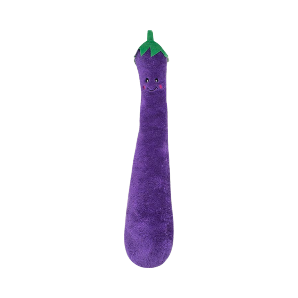 Aubergine violette allongée avec sa tige verte