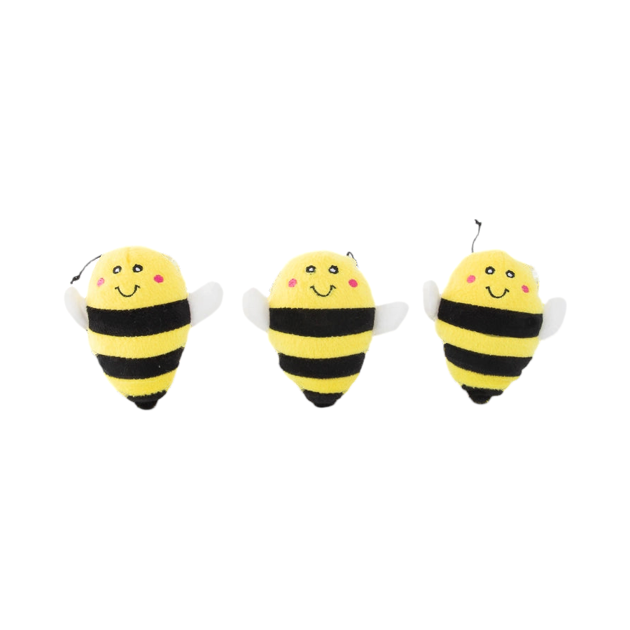 Trois abeilles souriantes alignées