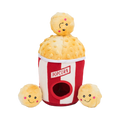 Seau popcorn rayé rouge et blanc avec trois boules souriantes