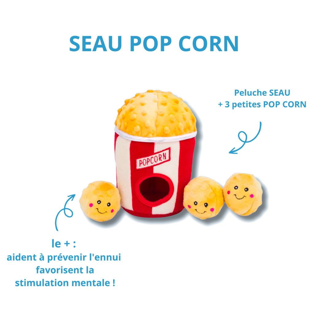 Seau pop corn et ses trois petites boules à cacher