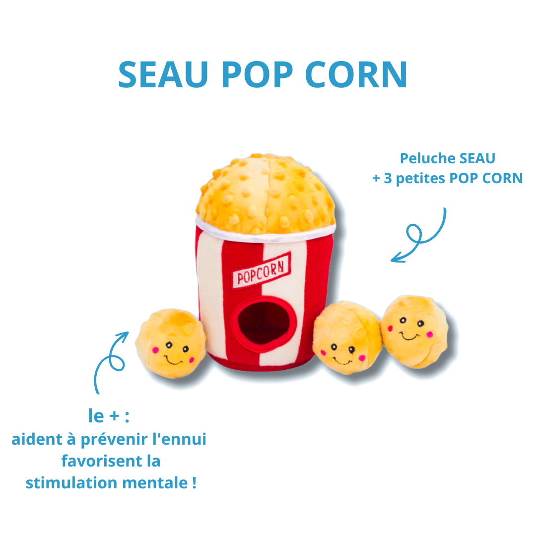 Seau pop corn et ses trois petites boules à cacher