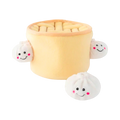 Panier vapeur crème en peluche et ses trois petits baos souriants
